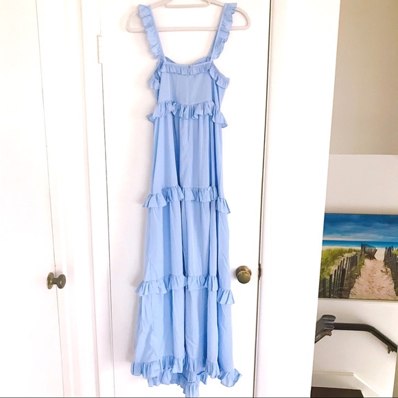 🦋 TALL SKY BLUE RUFFLE MAXI DRESS! - Picture 7 of 12